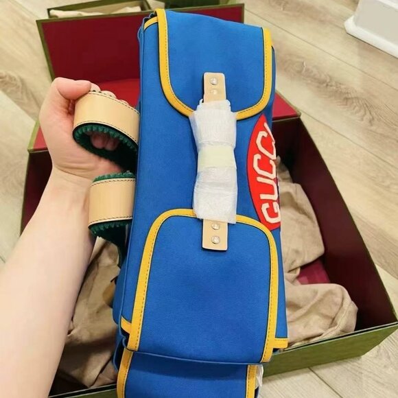 NIB Authentic Gucci Canvas Childrens Sciroppo Patch Backpack - Picture 3 of 8